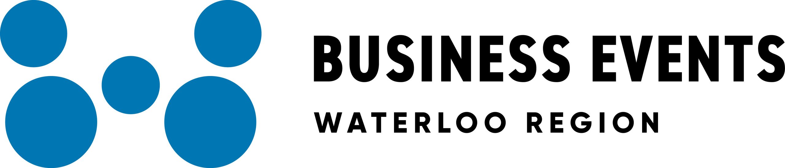 The blue and black logo for Business Events Waterloo Region