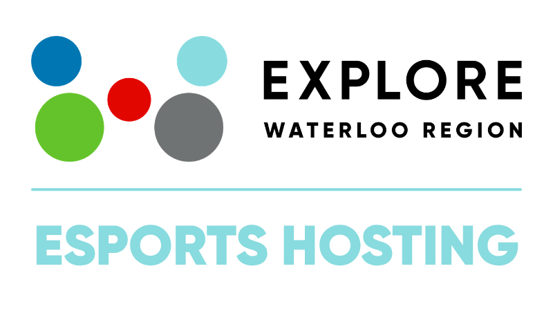 Explore Waterloo Region logo together with the words Esports Hosting
