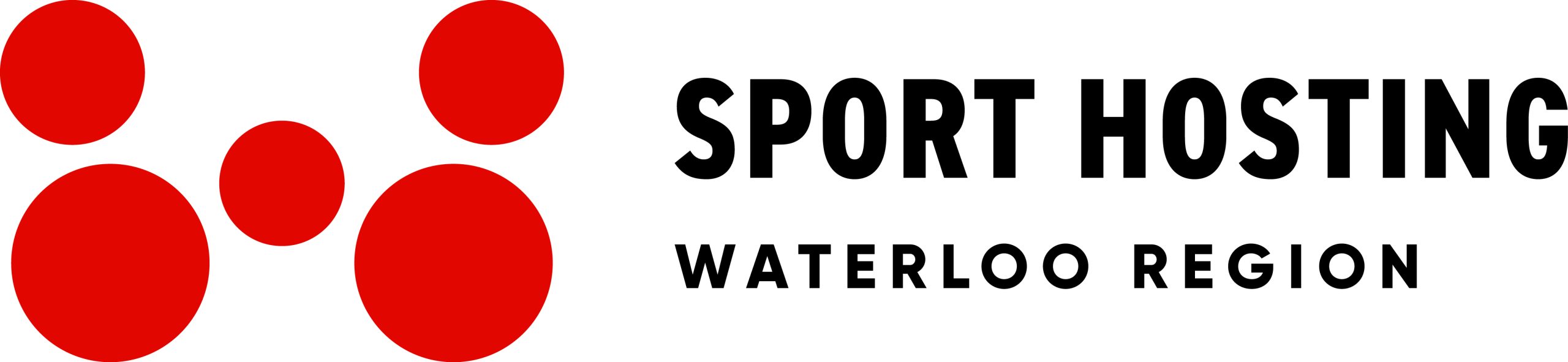 The red and black logo for Sport Hosting Waterloo Region