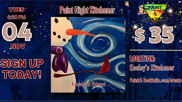 Paint Night At Kelseys Kitchener –“Frosty & Friend”