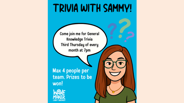 Trivia Night with Sammy at Wave Maker Brewery!